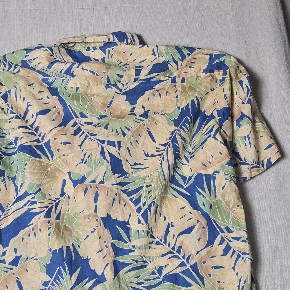 Tori Richard Hawaiian Shirt XL Short Sleeve 100% Cotton Blue/Green Leaves USA - Picture 12 of 16